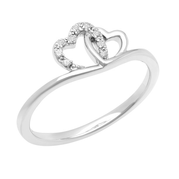 1 20ctw Diamond Interlocking Hearts Sterling Silver Promise Ring Size 9