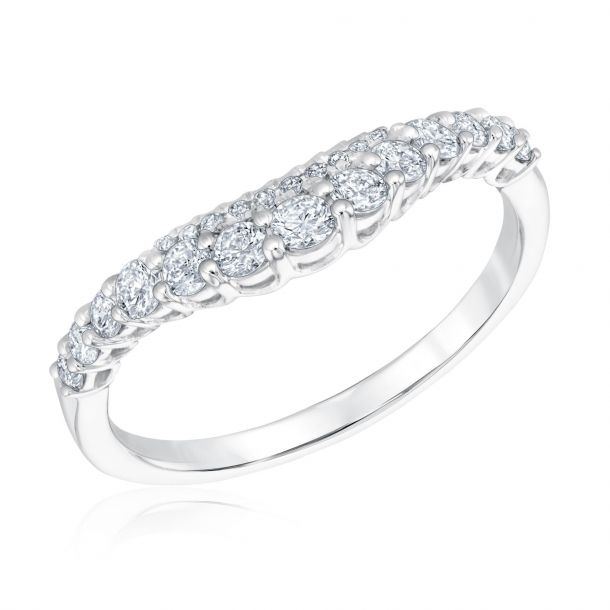 1 2ctw Diamond Double Curved White Gold Wedding Band Embrace