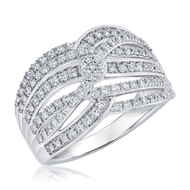 1 2ctw Lab Grown Diamond Sterling Silver Multi Row Ring