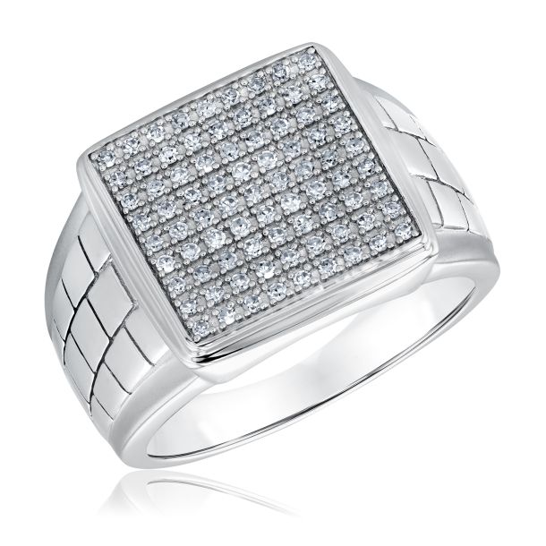 1 2ctw Lab Grown Diamond Sterling Silver Ring Men s REEDS Jewelers