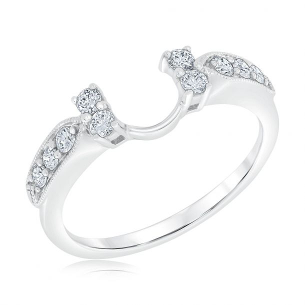 Ellaura Women's 1ctw Round Diamond Twist White Gold Ring Guard | Embrace Collection - Size 6.5