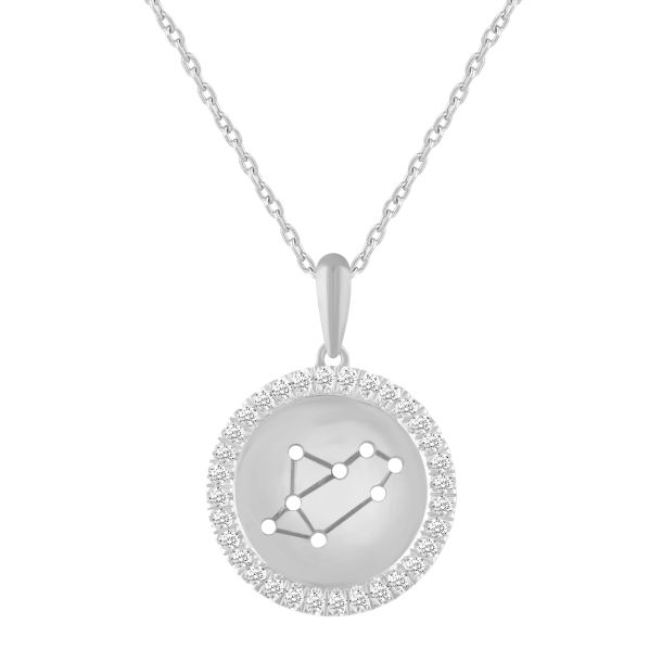 1 4ctw Diamond Halo Sagittarius Constellation Sterling Silver Zodiac Pendant Necklace REEDS Jewelers