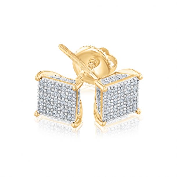 Mens diamond earrings square gold shop