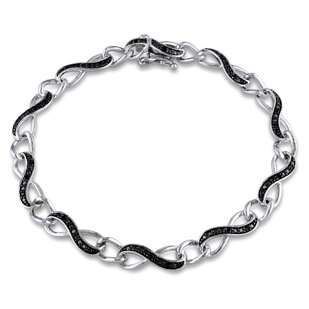 1 4ctw Treated Black Diamond Sterling Silver Infinity Link Bracelet REEDS Jewelers