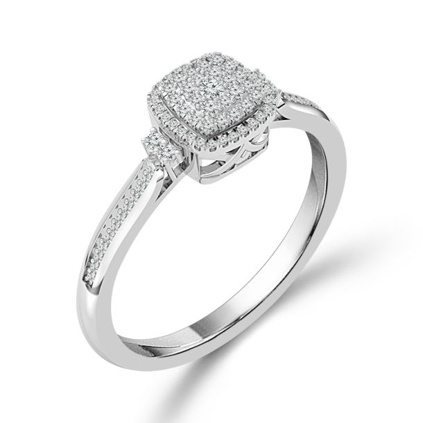1 5ctw Diamond Cushion Frame Sterling Silver Promise Ring REEDS Jewelers