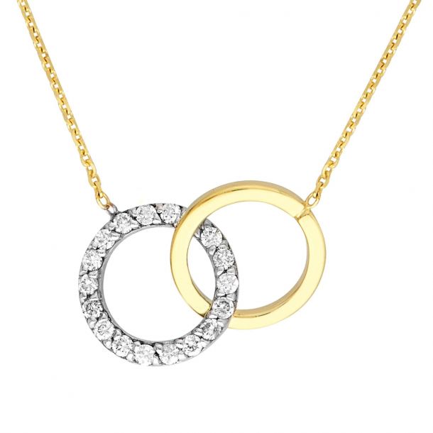 1 5ctw Diamond Interlocking Circles Two Tone Gold Necklace REEDS