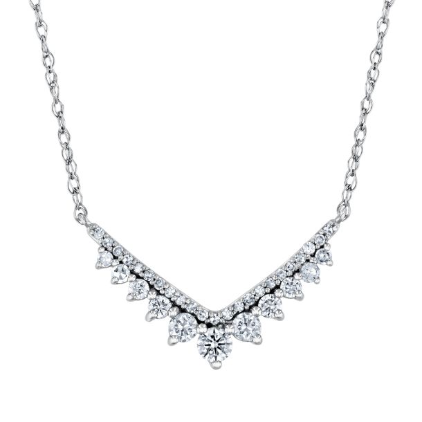 White gold chevron best sale necklace