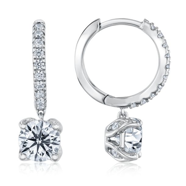 1 7 8ctw ECONIC Star Round Lab Grown Diamond White Gold Hoop Drop Earrings REEDS Jewelers