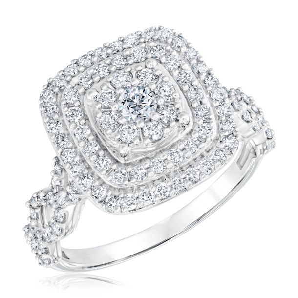 Ellaura Women's 1ctw Round Diamond Twist White Gold Ring Guard | Embrace Collection - Size 6.5