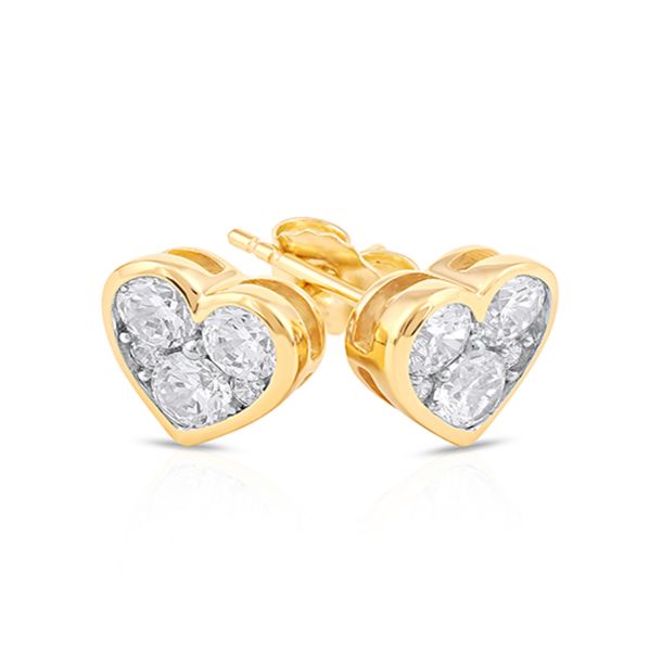 Heart Shaped Yellow Gold Stud Earrings