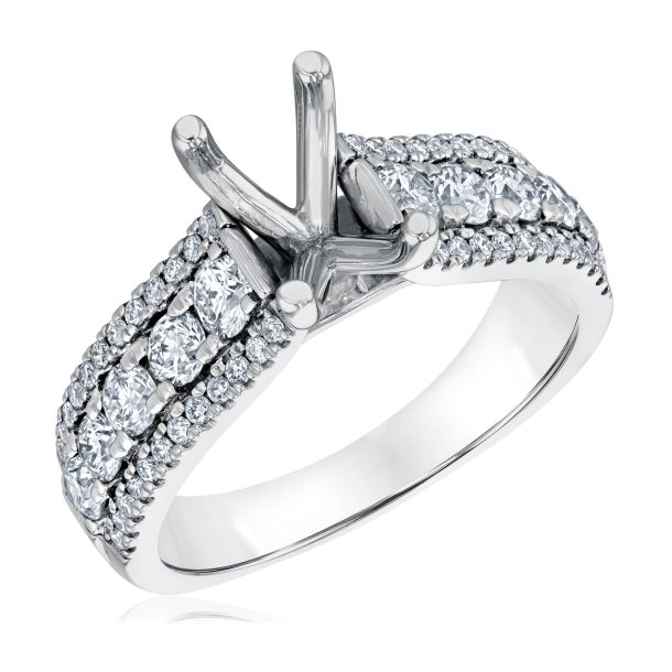 Wide engagement shop ring settings