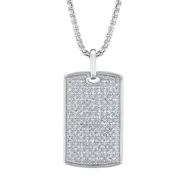 1ctw Lab Grown Diamond Sterling Silver Pendant Necklace Men s REEDS Jewelers
