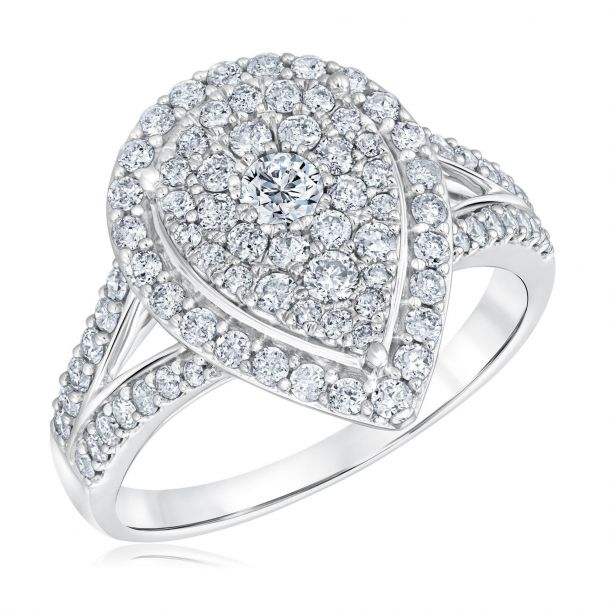 Cluster pear outlet engagement ring