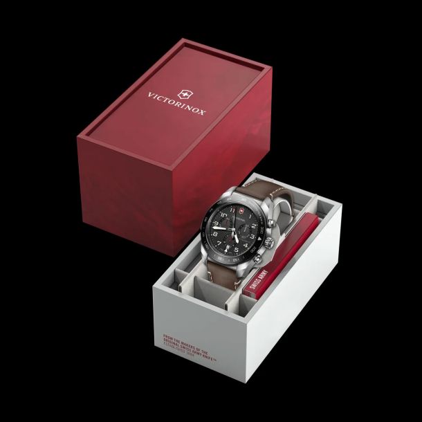 Victorinox Swiss Army Chronograph Black Dial Brown Leather Strap