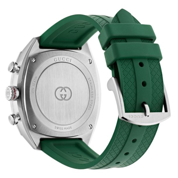Gucci Interlocking Chronograph Green Dial Rubber Strap Watch 41mm