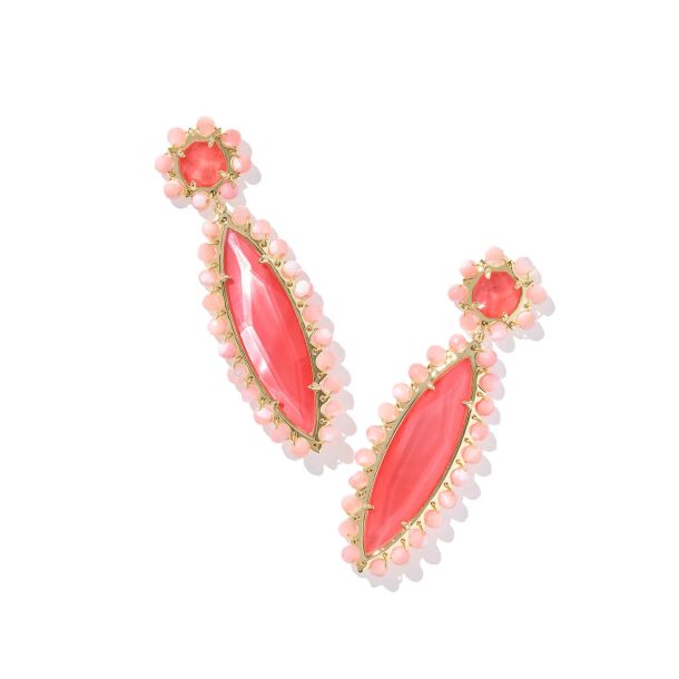 Kendra Scott Genevieve Beaded Statement Earrings in Coral Pink