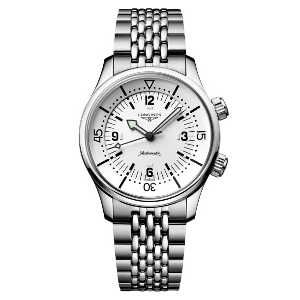 ✨LONGINES✨ロンジン✨ホワイト文字盤✨メンズ✨17940651✨腕時計✨ Longines Legend Diver White Dial Stainless Steel Bracelet Watch