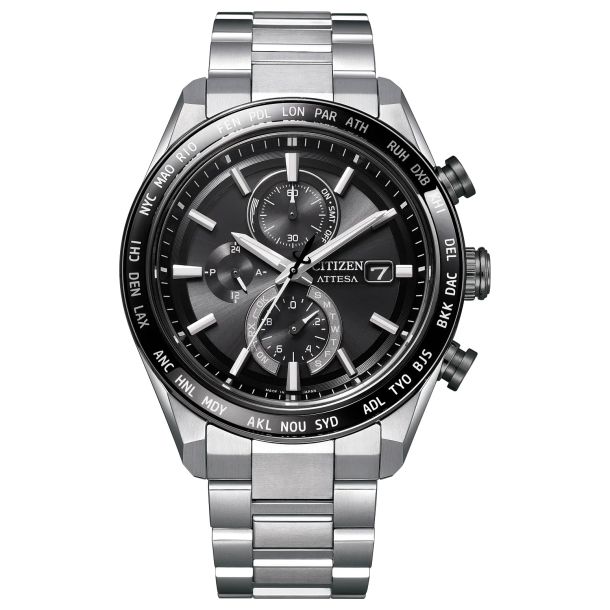Citizen Attesa Black Dial Chronograph Super Titanium Watch 42mm