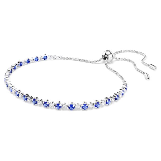 Swarovski Matrix Round Blue Zirconia Tennis Adjustable Bracelet