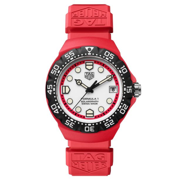 TAG Heuer FORMULA 1 Solargraph White Dial Red Rubber Strap Watch