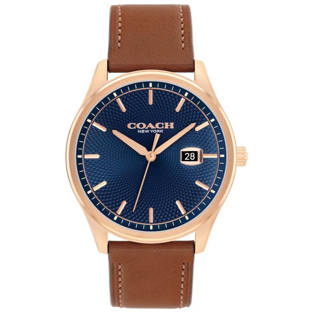 COACH Oliver Blue Dial Brown Leather Strap Watch 41mm - 14602755