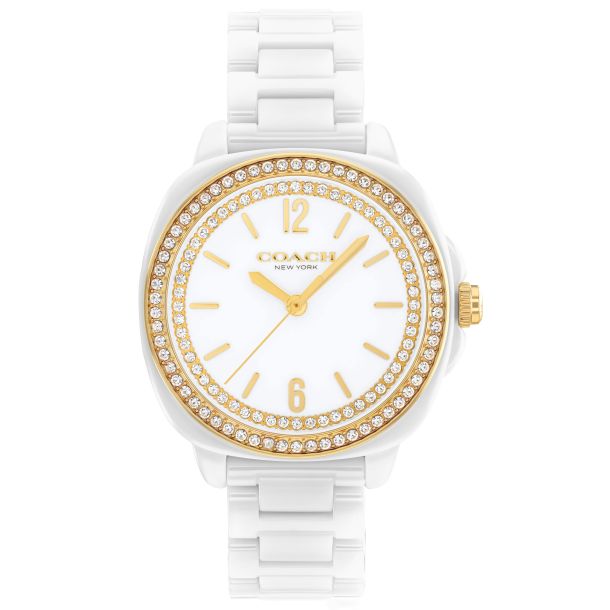 COACH Kitt Crystal White Ceramic Bracelet Watch 34mm  display picture 3