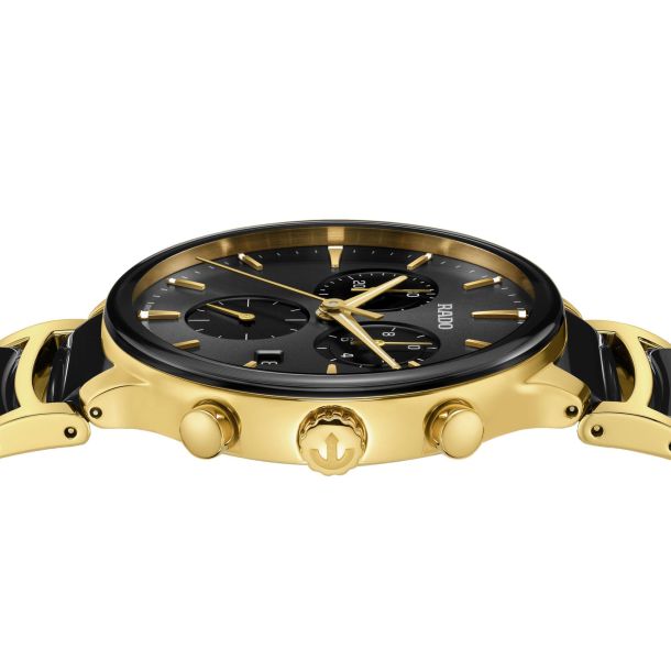 Rado Centrix Chronograph Black Dial Two-Tone Gold-Tone Stainless