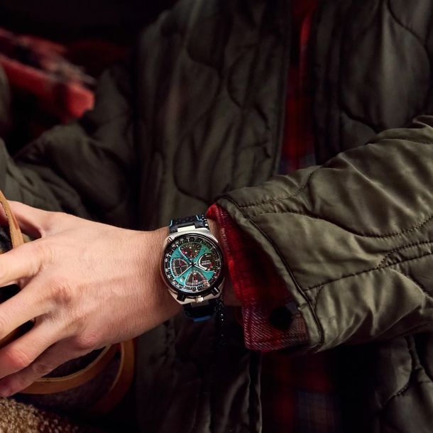 Citizen Eco-Drive Promaster Tsuno Chrono Racer Blue Dial Leather