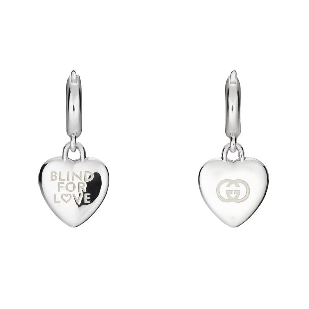 Gucci Blind For Love Sterling Silver Hoop Drop Earrings | REEDS