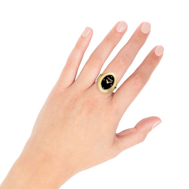 COACH Sammy Black Dial Gold-Tone Ring Watch 18x22mm - 14504623