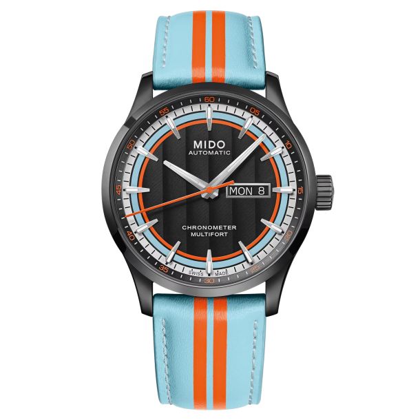 メロ MIDO Multifort Chronometer 1 Racer Black Dial Blue and Orange