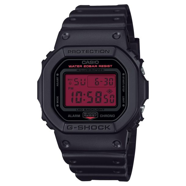 CASIO G-SHOCK DW-5600 デジタル腕時計 Casio G-Shock Digital 5600 Series Red and Black Resin Strap Watch