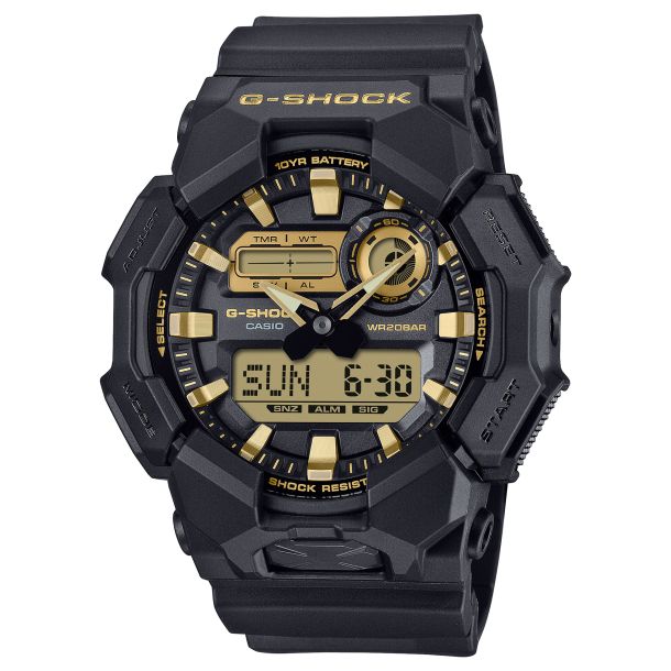 G-SHOCK 5611ゴールド ブラック 腕時計 Men's Casio G-Shock Analog-Digital Black and Gold Resin Watch 55.1