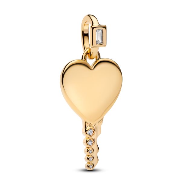 Pandora Engravable Heart Key Gold-Plated Pendant | REEDS Jewelers