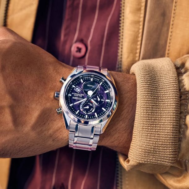 Citizen Eco-Drive Super Titanium Tsuki-yomi A-T Purple Dial Super