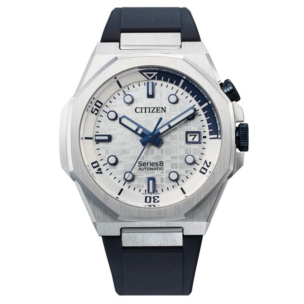 Citizen Series8 890 Automatic White Dial Blue Polyurethane Strap