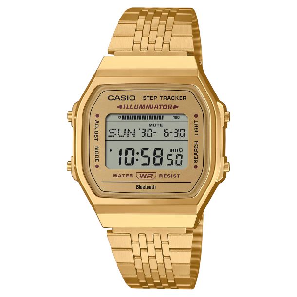 Casio Vintage Gold-Tone Stainless Steel Connected Digital Watch