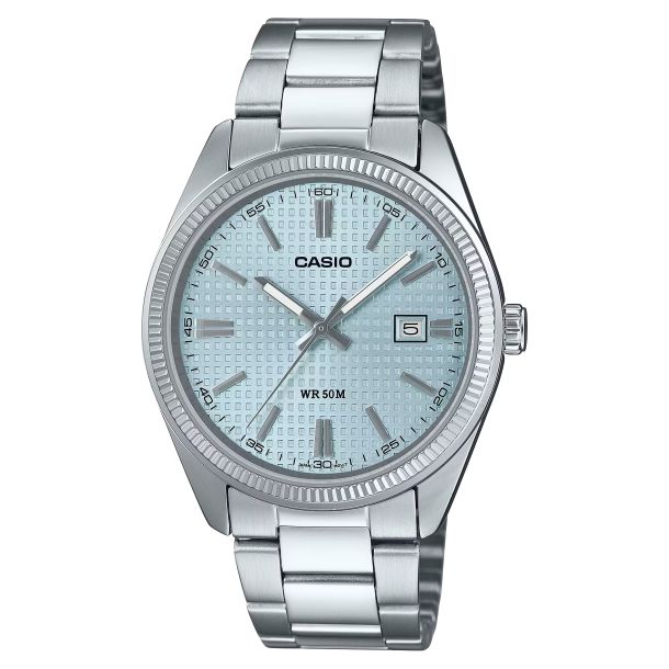 Casio Vintage Light Blue Dial Stainless Steel Analog Watch 38.5mm