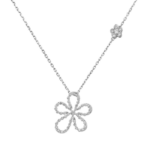 Roberto Coin Jasmine 1/3ctw Diamond Outline Flower 18k White Gold