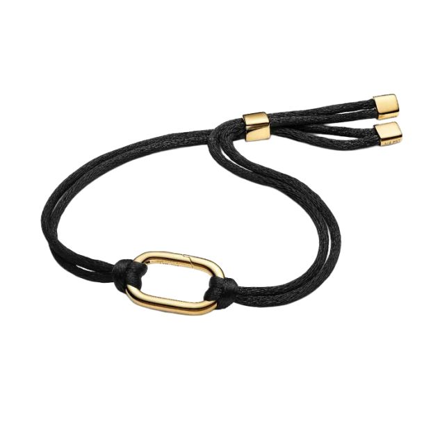 Pandora Gold-Plated Openable Link Textile Cord Bracelet - 6.8