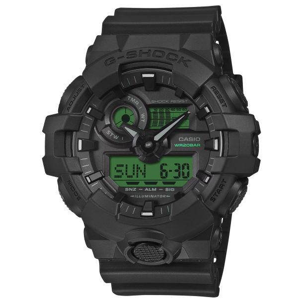 Casio G-Shock GA-700 Series Analog-Digital Electro Green and Black