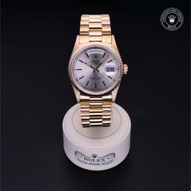 Rolex Certified Pre-Owned Oyster Perpetual Day-Date 36 Silver Dial Watch - M18238-0032 2