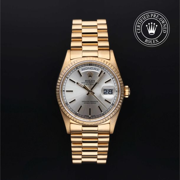 Rolex Certified Pre-Owned Oyster Perpetual Day-Date 36 Silver Dial Watch - M18238-0032 1