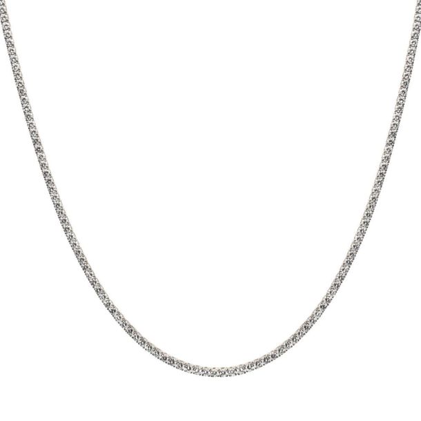 INOX Created White Sapphire Stainless Steel Tennis Necklace, 3mm