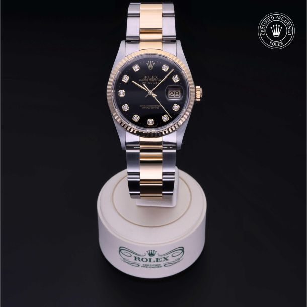 Rolex Certified Pre-Owned Oyster Perpetual Datejust 36 Black Diamond Dial Watch 36mm - M16233-0064 2