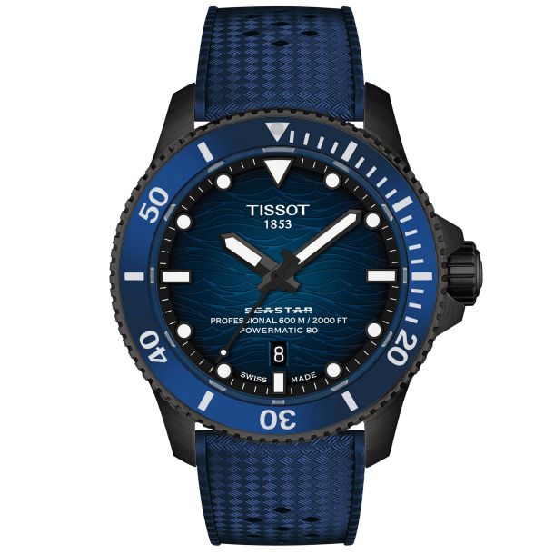 TISSOT Seastar 2000自動巻き 腕時計 ネイビー Tissot Seastar 2000 Professional Powermatic 80 Blue Dial Rubber