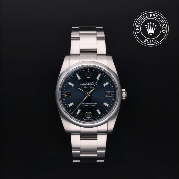 Rolex Certified Pre-Owned Oyster Perpetual 34 Blue Dial Watch 34mm - M114200-0001 1