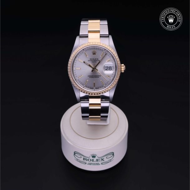 Rolex Certified Pre-Owned Oyster Perpetual Date 34 Silver Dial Watch 34mm - M15223-0015 2