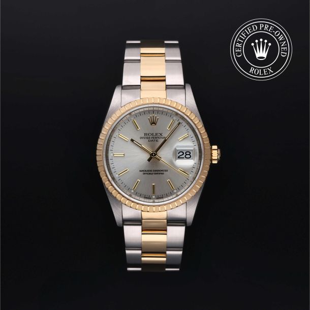 Rolex Certified Pre-Owned Oyster Perpetual Date 34 Silver Dial Watch 34mm - M15223-0015 1