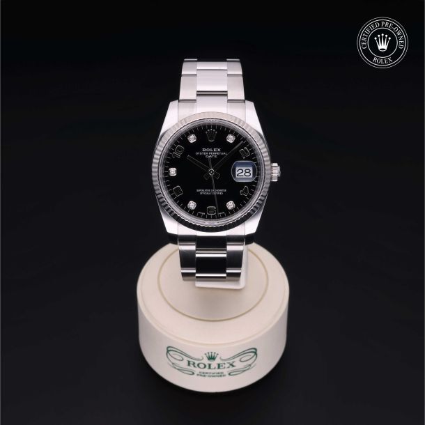 Rolex Certified Pre-Owned Date 34 Bright Black Diamond Dial Watch 34mm - M115234-0011 2